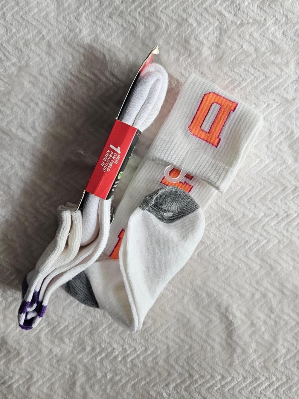Women's White Athletic Knee High Socks with Reinforced Toe Dream Letters 2 Pairs